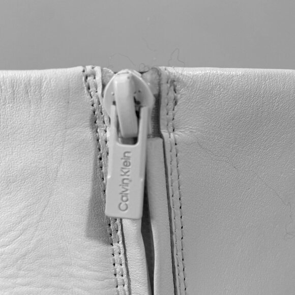 NWT - Calvin Klein White and Black Leather Ankle Boots - Picture 5 of 15